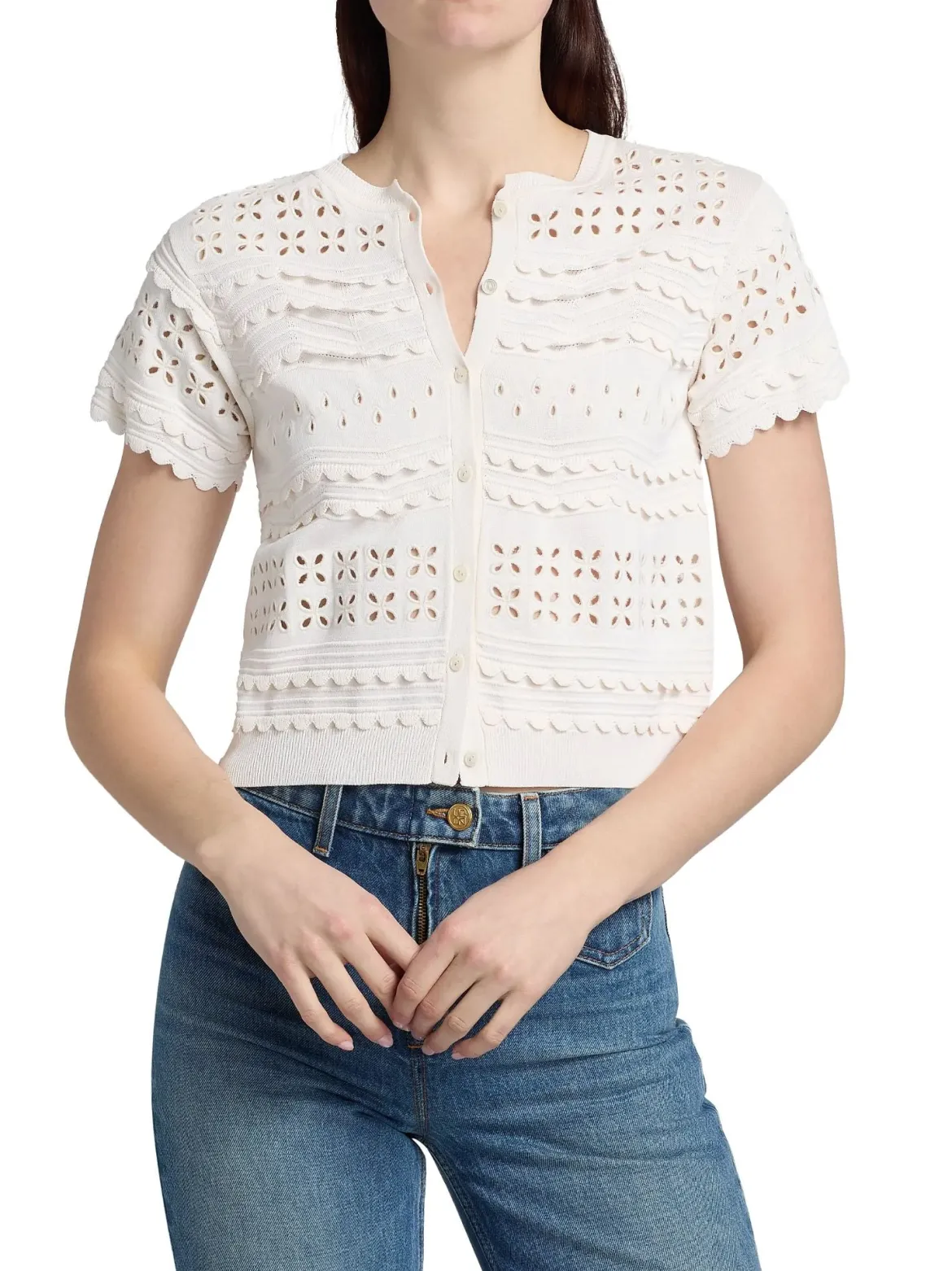 Abriana Eyelet Knit Cardigan