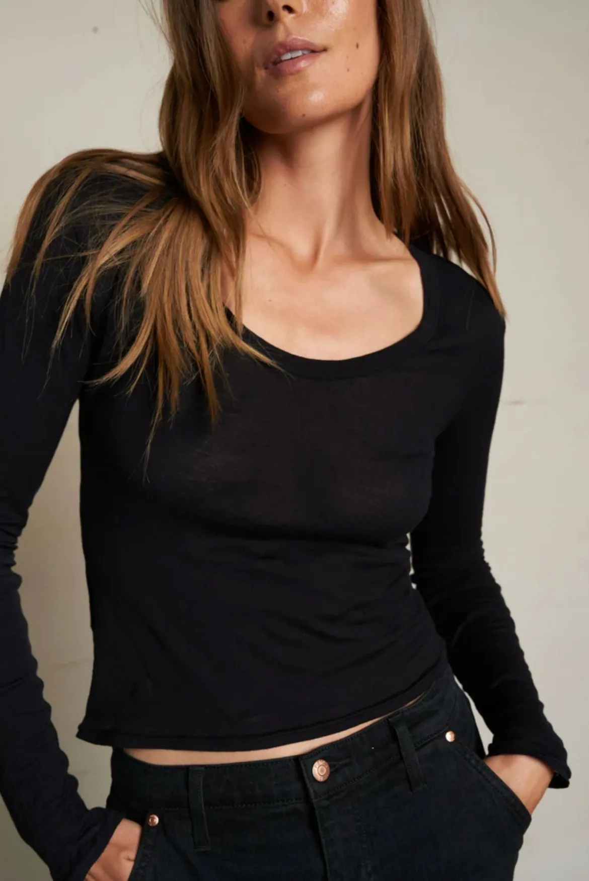 Angie Scoop Neck Long Sleeve Tee