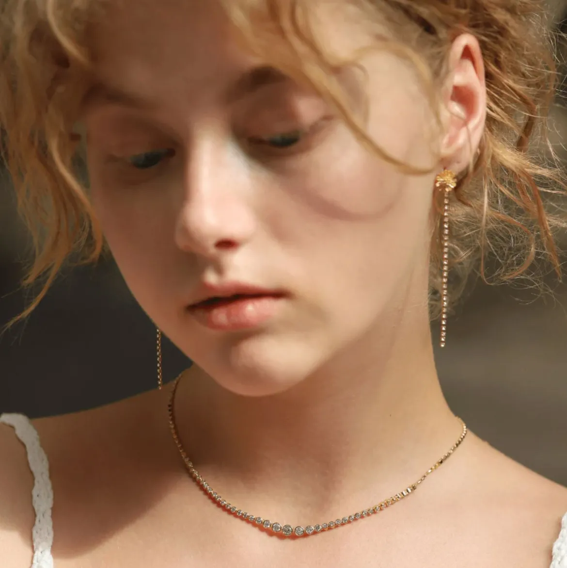 Bezel Set Graduated Tennis Necklace