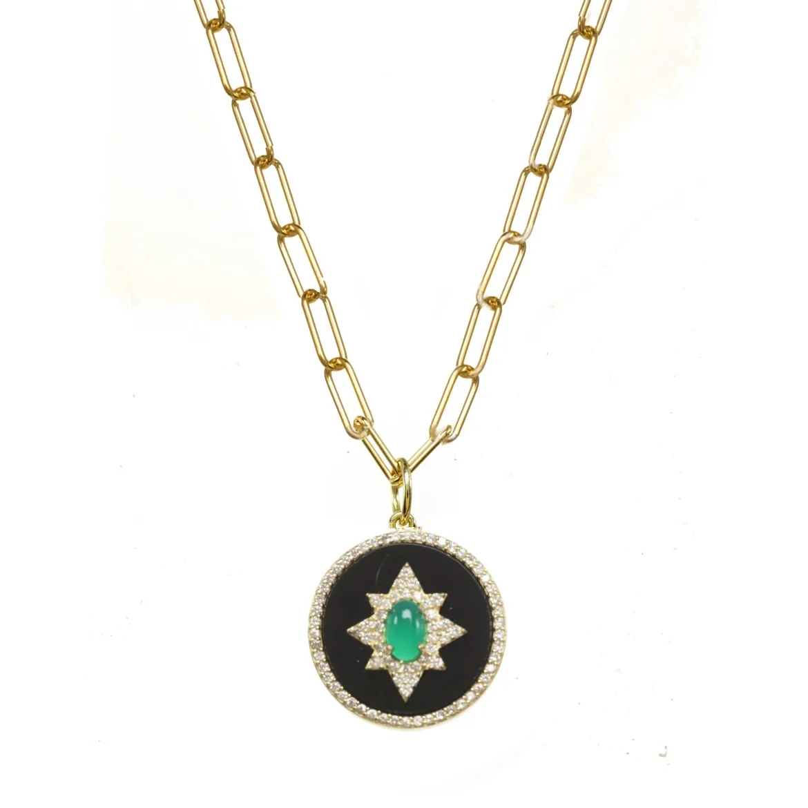 Black/Green Onyx Pendant Necklace