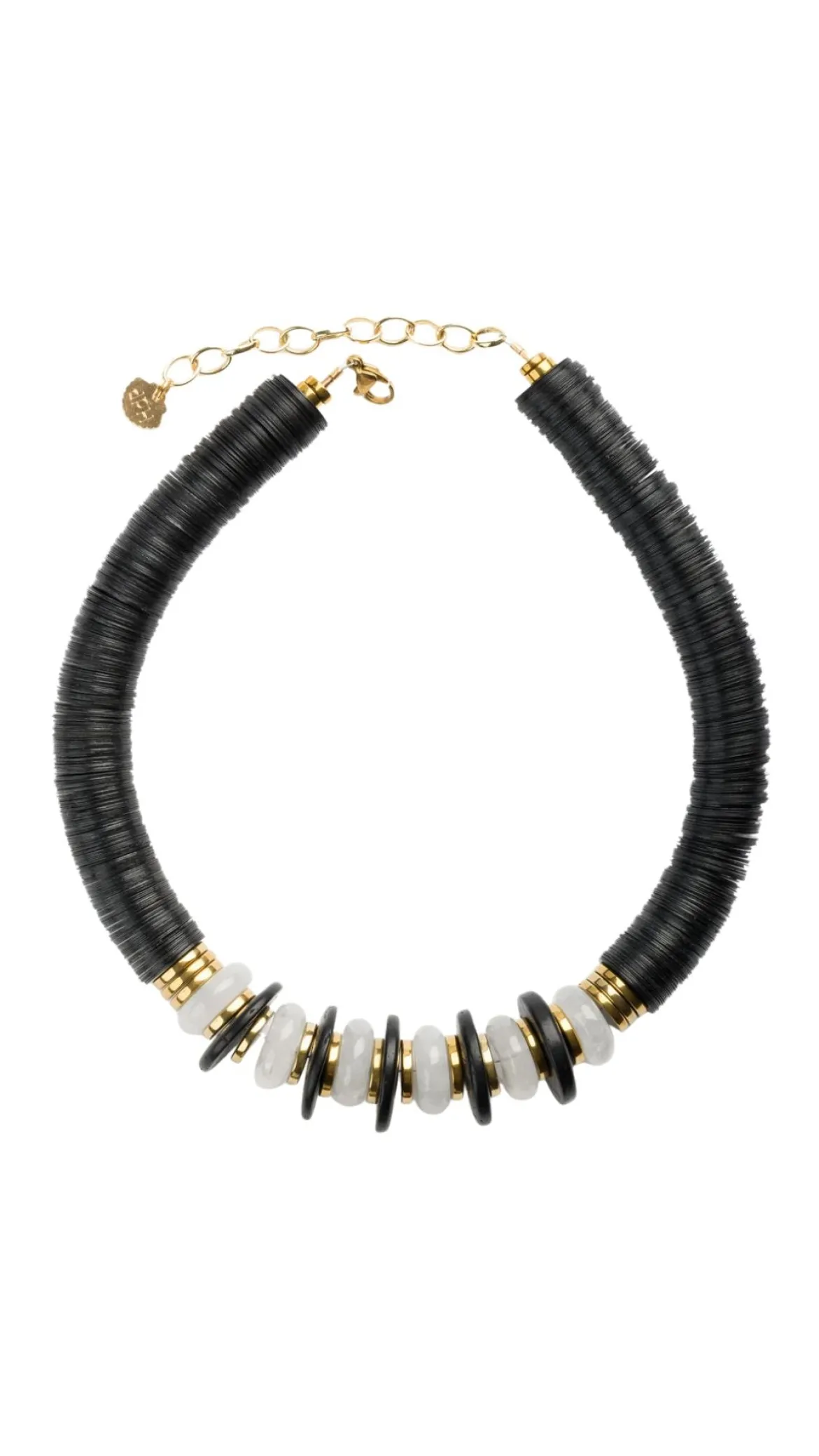 Black/Quartz Crystal Puka Necklace