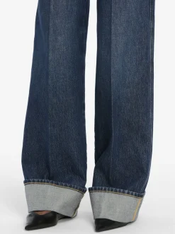 Cuffed Wide Leg Jeans in Spencer