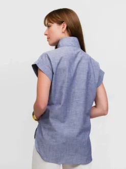 Denim Cap Sleeve Top