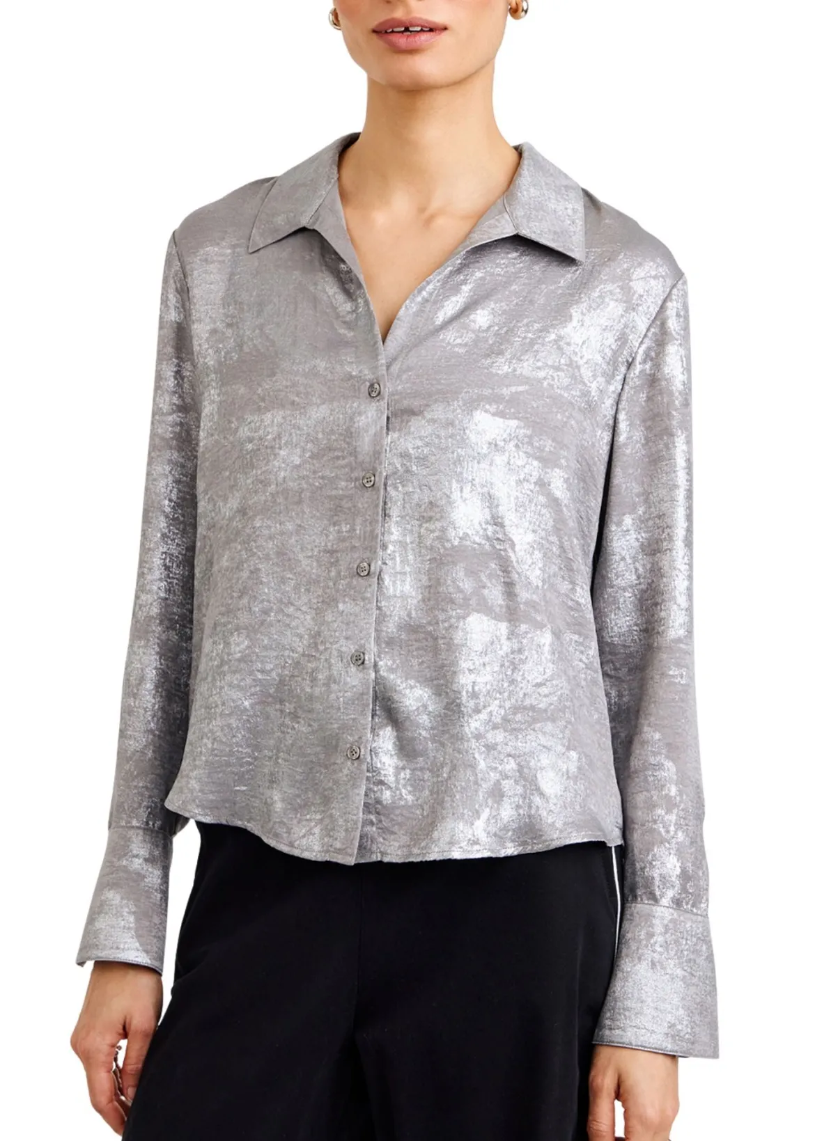 Flowy Wide Collar Button Down