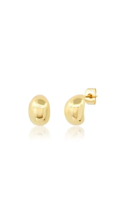 Gold Teardrop Curved Huggie
