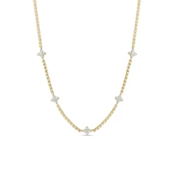 14k 5 Prong Diamond Box Chain Necklace