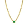 14k Curb Chain Emerald Necklace
