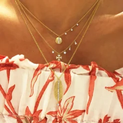 14k Encrusted Disc Necklace