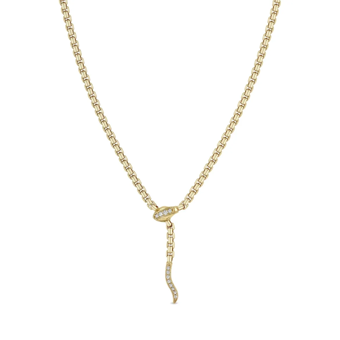 14k Pave Diamond Serpent Necklace