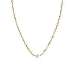 14k Prong Diamond Quad Chain Necklace
