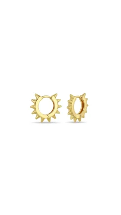 14k Spiked Hinge Huggie Earrings