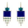 Lapis Opal Emerald Diamond Earrings