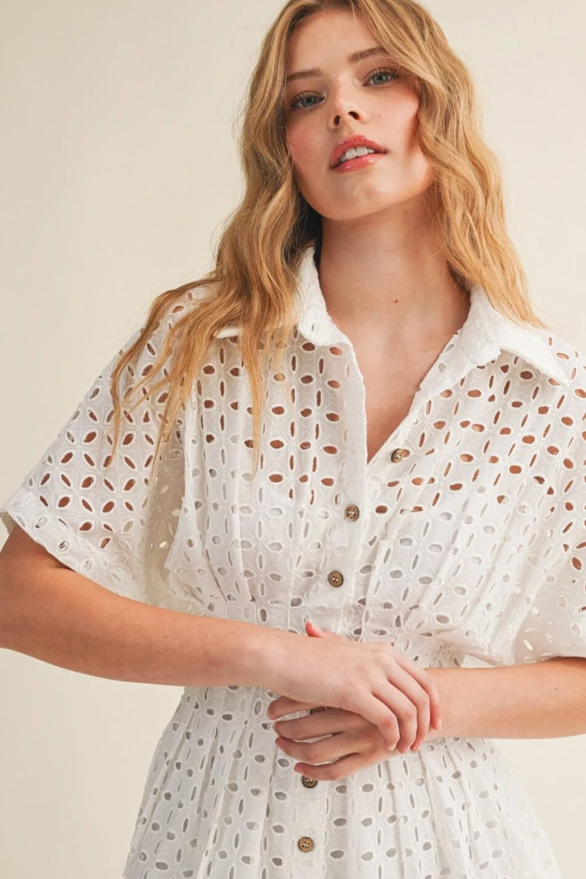 Leighton Eyelet Shirt Dress