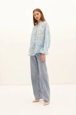 Poinsettia Buttoned Blouse