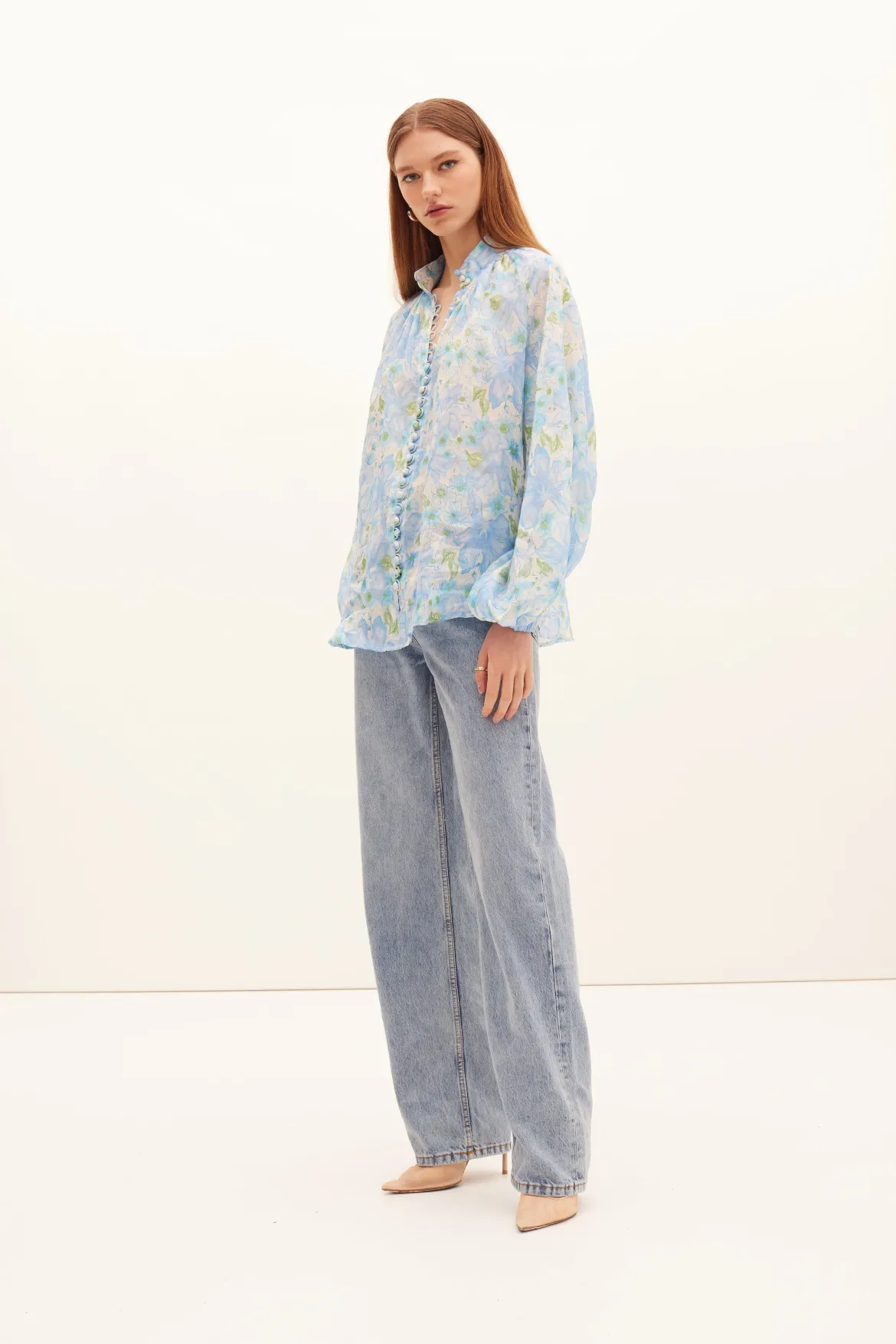 Poinsettia Buttoned Blouse