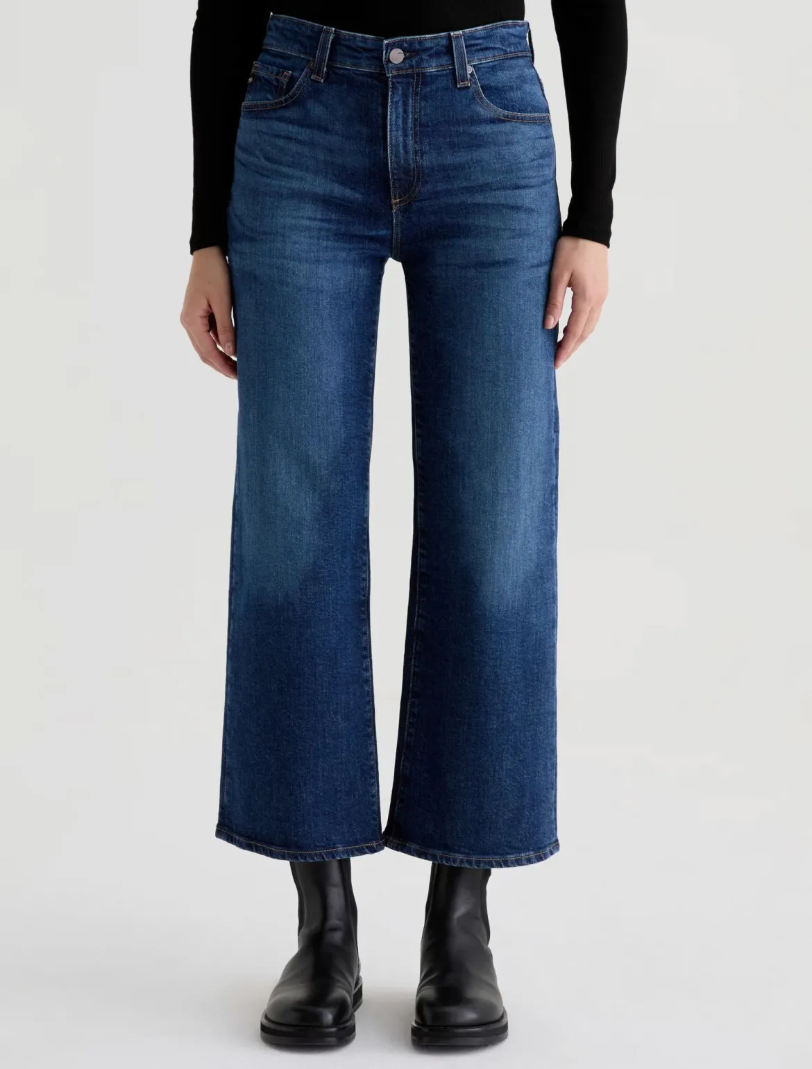 Saige Wide Leg Crop Jeans in Veiled