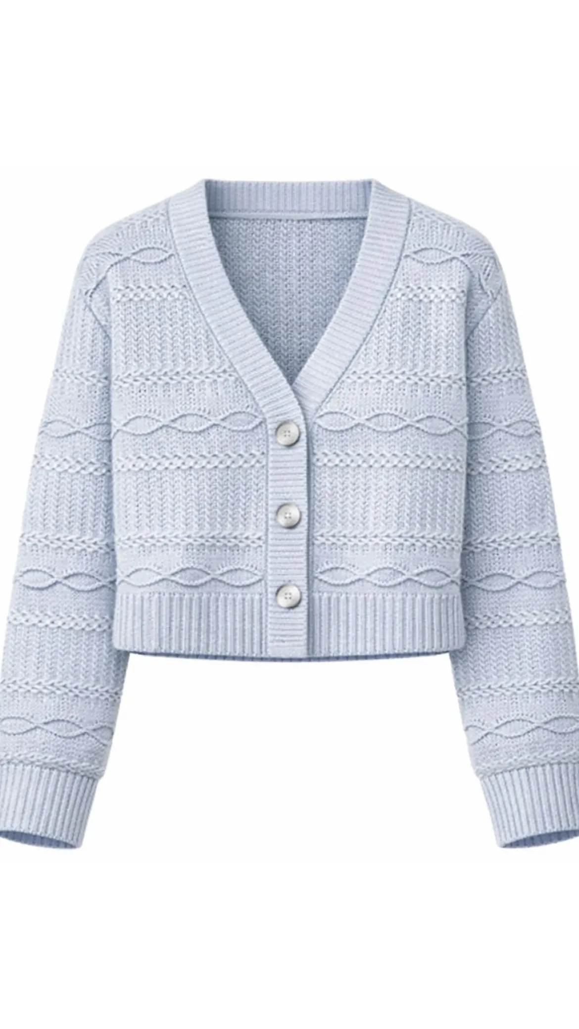 Solid Cropped V Neck Cardigan